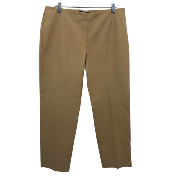 Lafayette 148 Straight Leg Pants High Rise Side Zipper Slit Hem Brown Size 12 - Picture 1 of 13